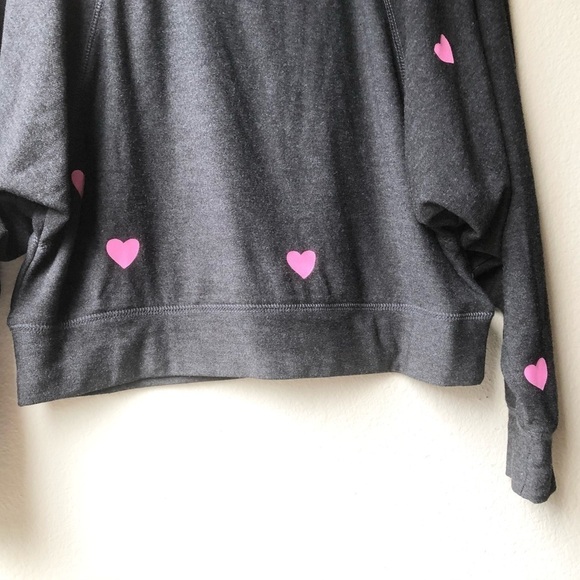 Chaser Pink Heart Cozy Knit Top Cropped Batwing XS - Picture 6 of 12